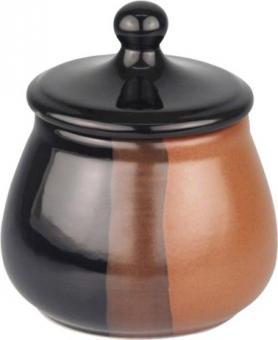 Tabaktopf Keramik schwarz/braun 