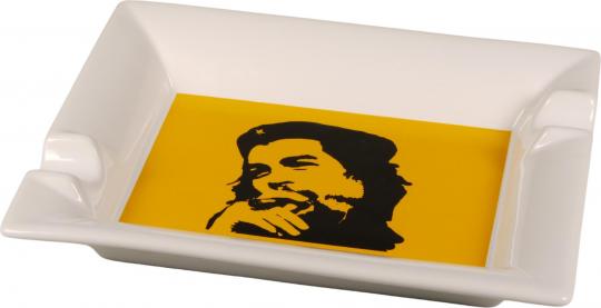 Zigarrenascher "Che" Porzellan weiß/gelb 2 Ablagen 