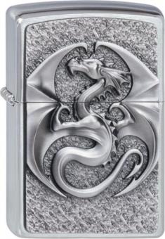 Original ZIPPO chrome  gebürstet Plakette "Dragon 3D" 