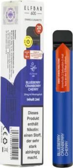 ELFBAR E-Shisha 600 "Blueberry Cranberry Cherry" 20 mg/ml CP Inh. 2ml Liquid, mit Kindersicherung 