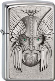 Original ZIPPO chrome poliert Plakette "Green Eyed Viking" 