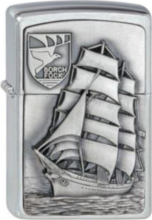 Original ZIPPO chrome Plakette "Gorch Fock" 