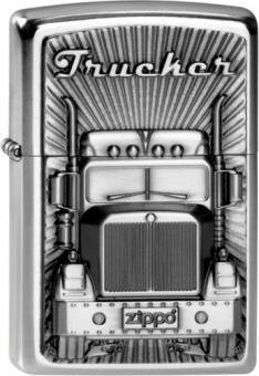 Original ZIPPO satin finish Plakette "Trucker" 