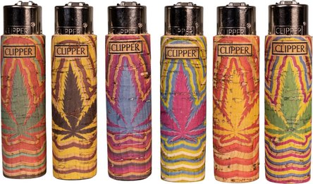 Clipper Mehrweg-Feuerzeug Pop Cover Kork "Leaves 2" 