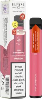ELFBAR E-Shisha 600 "Pink Grapefruit" 20 mg/ml CP Inh. 2ml Liquid, mit Kindersicherung 