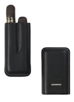 Lecerf 2-Zigarren-Etui schwarz Format Double Robusto 
