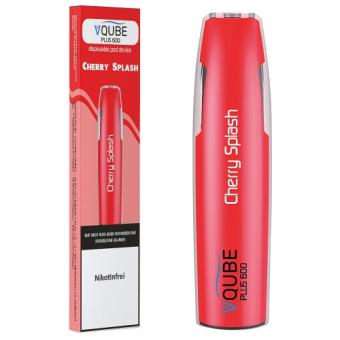 E-Shisha VQUBE Cherry Splash 0 mg Hybrid Nikotin 600 Züge 350 mAh 