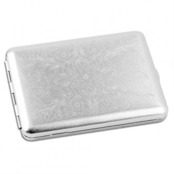 Zigarettenetui Metall 18er 100 mm Nickel chrom poliert Streifen Grav G 