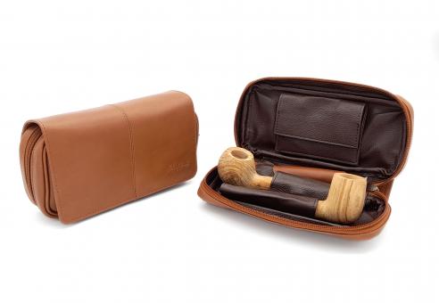 Pfeifentasche für 2 Pfeifen Retro Leder 