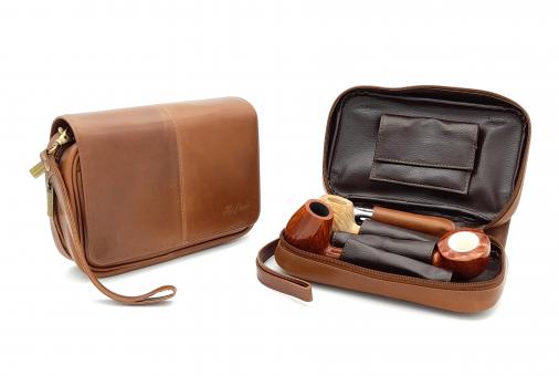 Pfeifentasche für 3 Pfeifen Retro Leder 