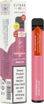 ELFBAR E-Shisha 600 "Watermelon BG" 20 mg/ml CP Bezeichnung alt: Watermelon Bubble Gum Inh. 2ml Liquid, mit Kindersicherung 