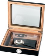 Humidor-Set 'London' schwarz Glasdeckel für ca.15 Cigarren 