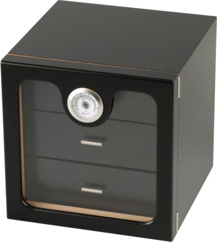 Humidor Schrank schwarz Acrylscheibe für ca. 50 Cigarren