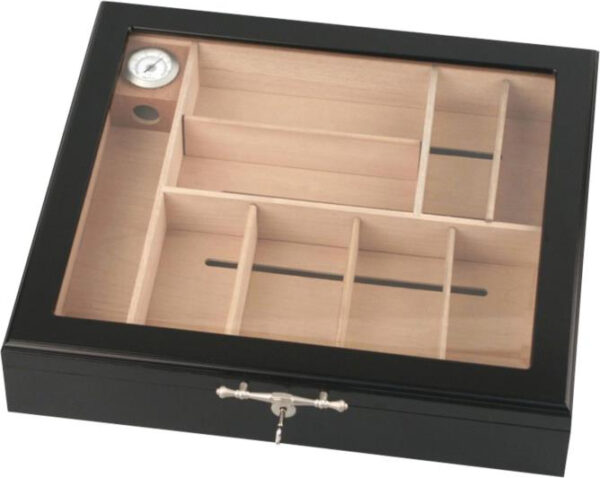 Humidor schwarz/Glasdeckel für ca. 75 Zigarren