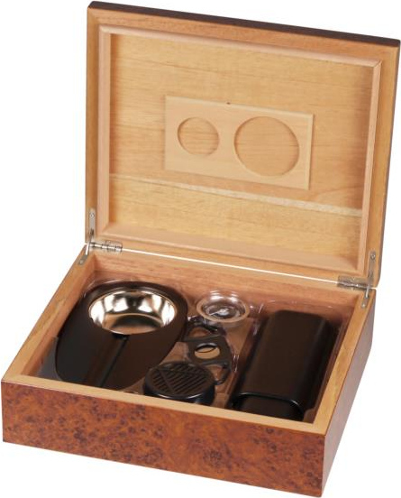 Humidor-Set Wurzelholz für ca. 25 Zigarren