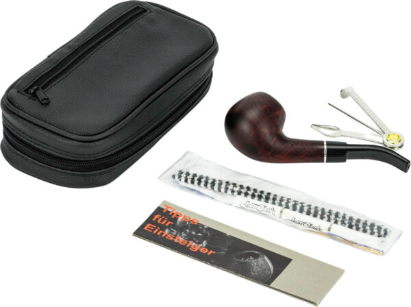 Pfeifen-Einsteigerset Lederoptik schwarz/ Pf. Acryl gebogen