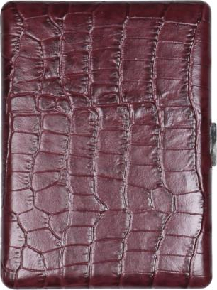 PEARL Zigarettenetui Leder braun Kroko""