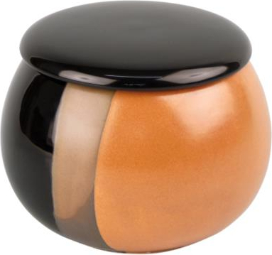 Tabaktopf Keramik rund schwarz/braun