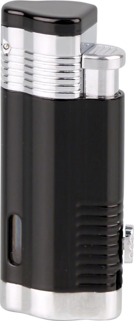 JEAN CLAUDE 3-Flammen Jet-Feuerzeug Havanna" Lack schwarz"