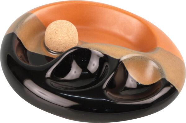 Pfeifenascher Keramik schwarz/braun oval