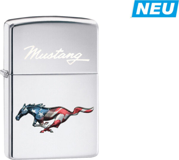 Original ZIPPO chrompoliert color/graviertFord Mustang""