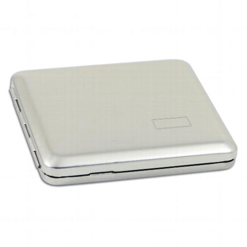 Zigarettenetui Metall 18er satiniert mit Gummizug und Gravurfeld