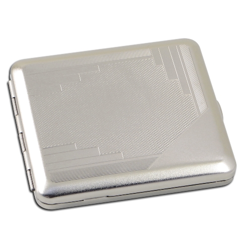 Zigarettenetui Metall18er Nickel satiniert Waffeln und Streifen Gummi