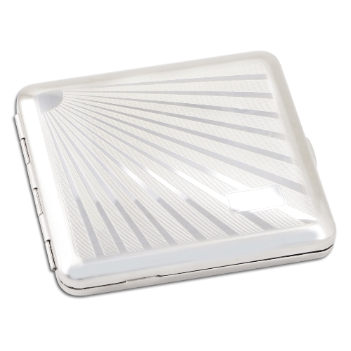 Zigarettenetui Metall 18er Nickel Strahlendekor Gravurfeld Gummizug