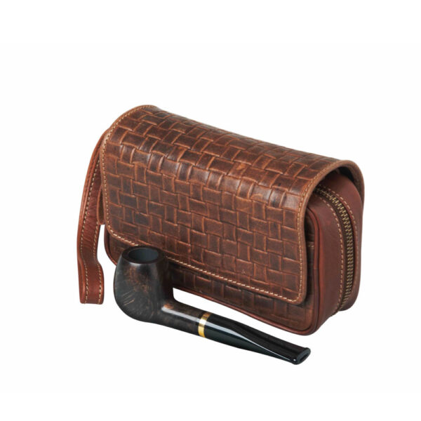 Pfeifentasche im Flechtdesign braun 8649