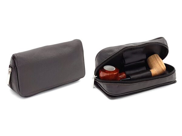 Pfeifentasche für 1 Pfeifen Leder ebony