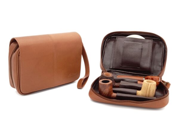 Pfeifentasche für 4 Pfeifen Retro Leder
