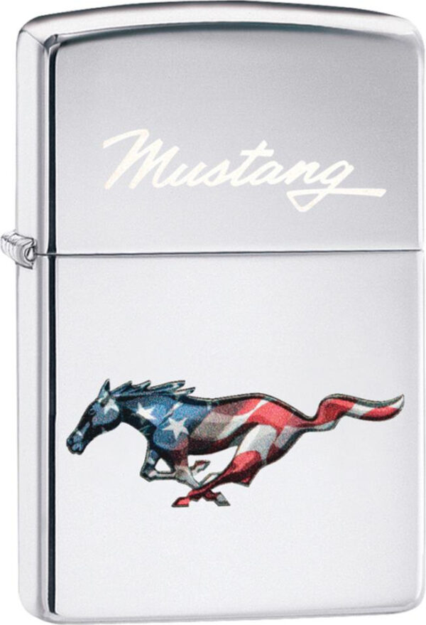 Zippo chrom poliert color/gelasert Ford Mustang