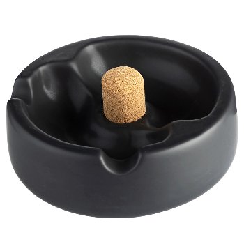 Pfeifenascher Keramik schwarz rund