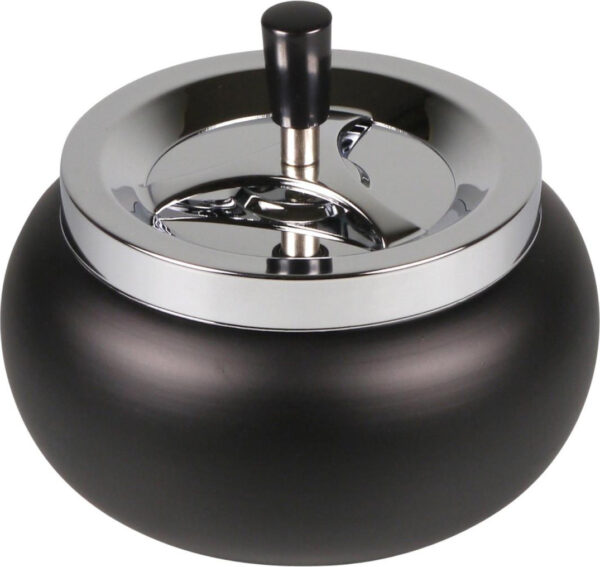 Schleuderascher Jumbo rund bauchig chrom/schwarz