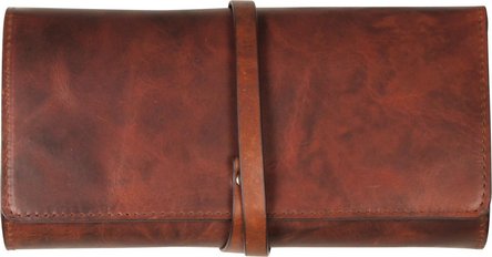 Pfeifen-Rollbeutel Passatore Leder antik braun für 2 Pfeifen