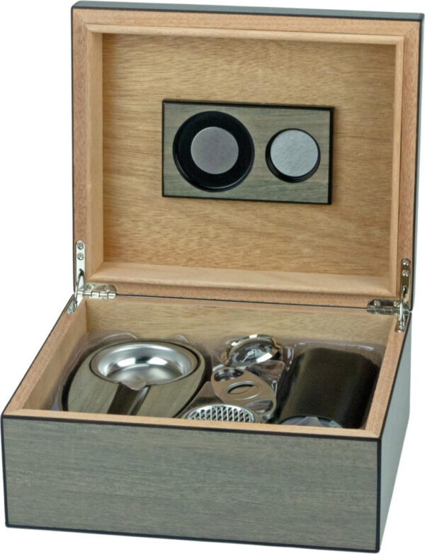 Humidor-Set Eiche grau Finish für ca. 40 Zigarren