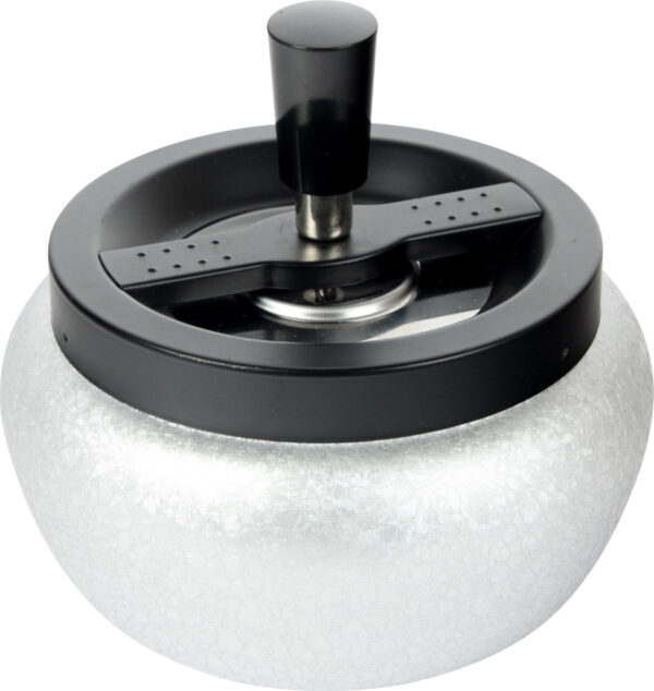 Drehascher bauchig schwarz/silber 13cm