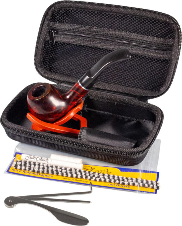 Pfeifen-Einsteigerset in Hartbox schwarz gebogen
