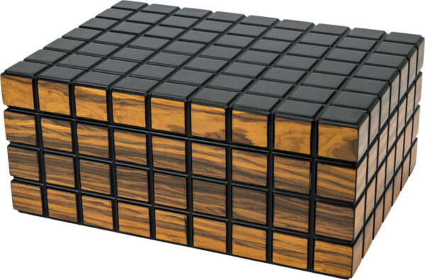 Humidor Rippen schwarz Makassar matt