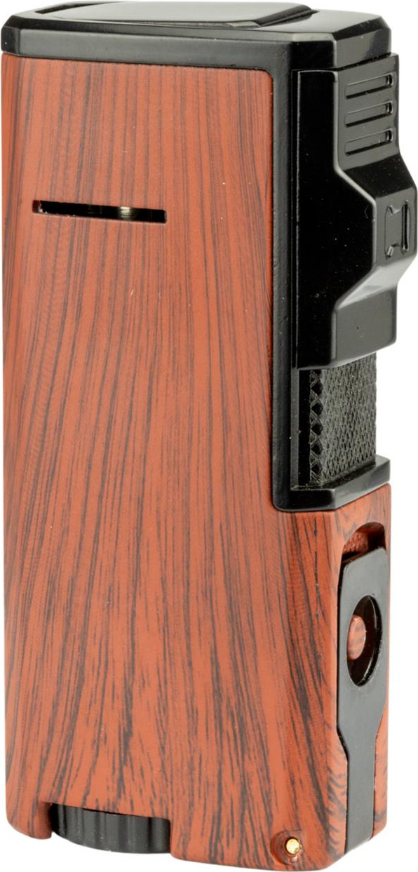 SKY 3-Flammen Jet-Feuerzeug Windsor schwarz/Holzoptik braun