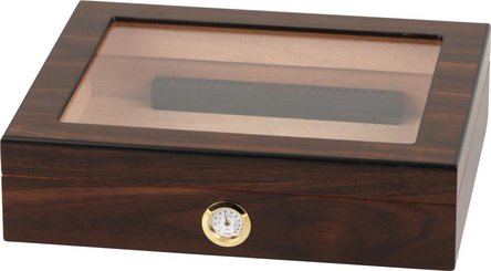 Humidor Walnut Finish Glasdeckel für ca. 20 Zigarren