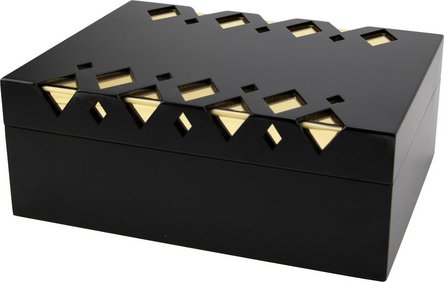 Humidor schwarz matt mit Dekor gold