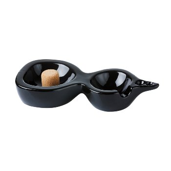 Pfeifenascher Keramik schwarz mit 1 Ablage