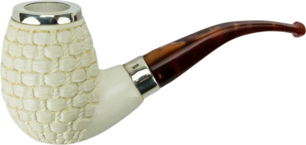 Meerschaum Pfeife Flechtmuster & Silberring
